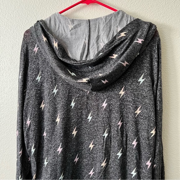 PINK Victoria’s Secret Black Rainbow Ombré Lightning Bolt Zip Up Hoodie - Sz L - Picture 8 of 8
